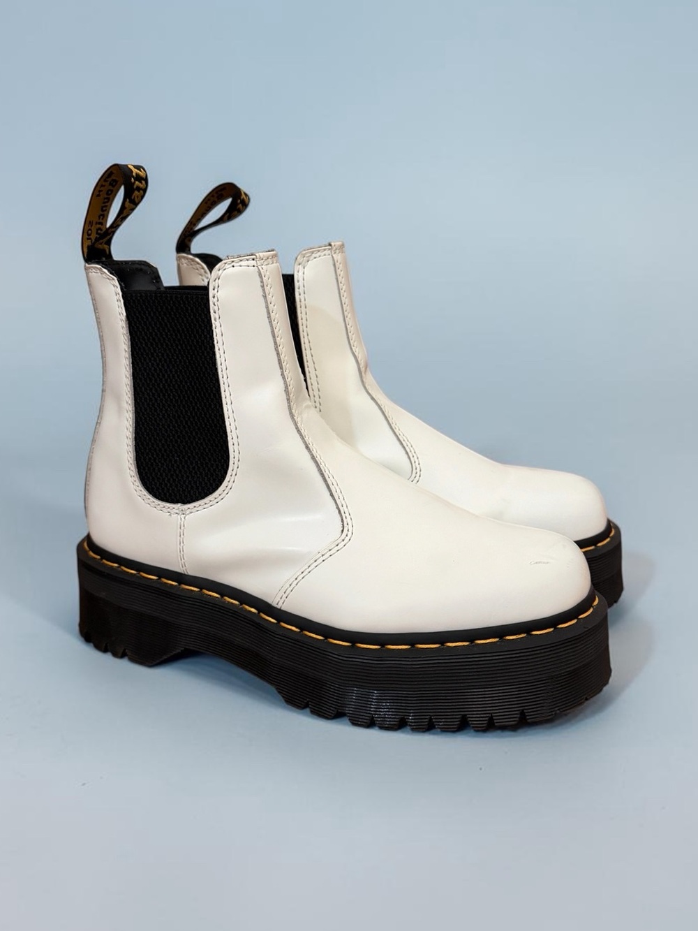 Dr. Martens 2976 Quad White Platform Chelsea Boots Women’s 8